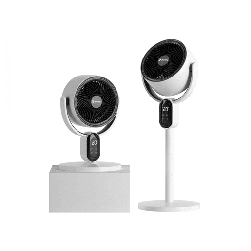 Ventilador digital de chão e de mesa Duas formas de utilização: como ventilador de chão ou de mesa. Controlo eletrónico. Painel tátil LED. 40W. 3 velocidades Direção do ar regulável. Oscilação horizontal automática.
