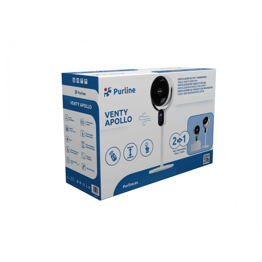 Ventilador digital de chão e de mesa Duas formas de utilização: como ventilador de chão ou de mesa. Controlo eletrónico. Painel tátil LED. 40W. 3 velocidades Direção do ar regulável. Oscilação horizontal automática.