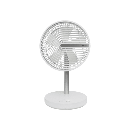 Ventilador USB-C com oscilação automática de 40º e desenho feito de ABS branco. Ventilador USB-C com oscilação automática de 40º e desenho feito de ABS branco.