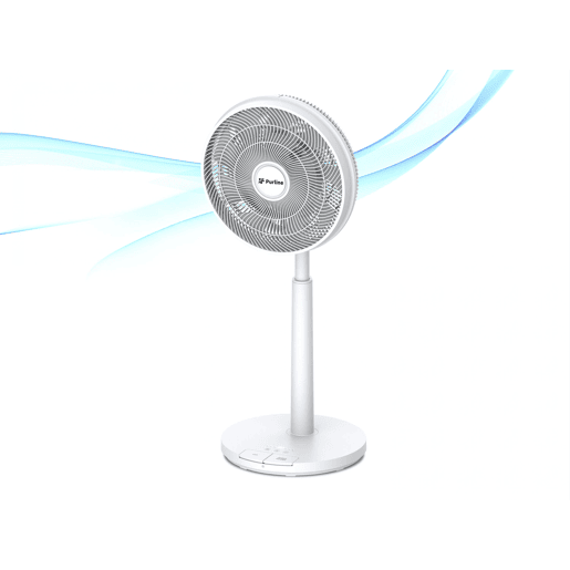 Ventilador de chão com motor DC e bateria de lítio e 9 pás. Acionado com o pé e com os pés para maior conforto. Altura regulável. Temporizador até 15 horas. Com controlo remoto.