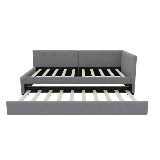 Sofá-cama estofado em veludo 90x200cm + cama com gavetão 90x190cm - Cinzento