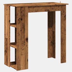 vidaXL Mesa de bar com prateleiras derivados de madeira madeira velha
