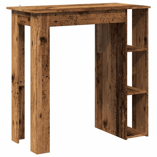vidaXL Mesa de bar com prateleiras derivados de madeira madeira velha vidaXL Mesa de bar com prateleiras derivados de madeira madeira velha