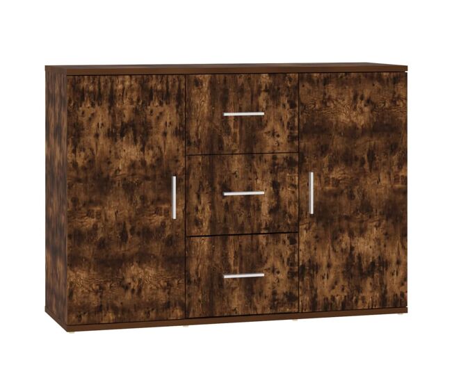 Vidaxl aparador madera contrachapada roble ahumado 91x29,5x65 cm