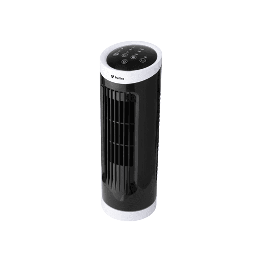 Ventoinha de torre de secretária Controlo eletrónico. 20W. Painel tátil. Design compacto 3 velocidades Oscilação automática. Temporizador.