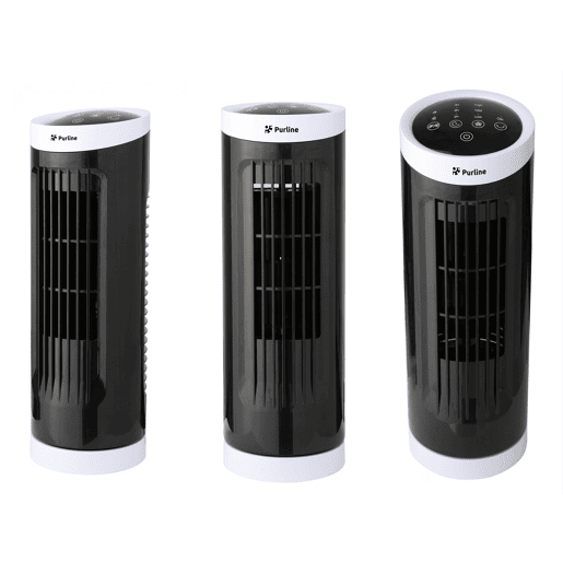 Ventoinha de torre de secretária Controlo eletrónico. 20W. Painel tátil. Design compacto 3 velocidades Oscilação automática. Temporizador.