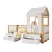 Cama cabaña infantil de madera de pino con 4 cajones Cama cabaña infantil de madera de pino con 4 cajones Natural/ Blanco