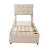 Cama com gavetão 90x200cm - cabeceira regulável - tecido de linho - Bege
