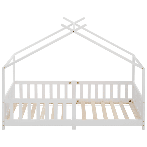 Cama de criança,cama-casa de madeira maciça 90x200cm,branco