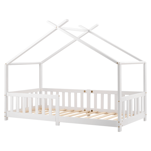 Cama de criança,cama-casa de madeira maciça 90x200cm,branco