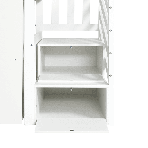 Cama mezzanine em madeira 90x200 cm - com secretáriagabinetearmário extraível e escada de arrumação - Branco