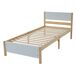 Cama individual de madera de pino y mdf Cama individual de madera de pino y mdf Natural/ Blanco