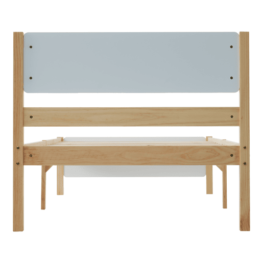 Cama de solteiro de madeira de pinho e mdf 90x200cm,branco+natural