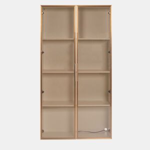 Vitrina moderna com luzes LED em 16 cores - A. 160 cm - 2 portas com prateleiras extraíveis - Transparente