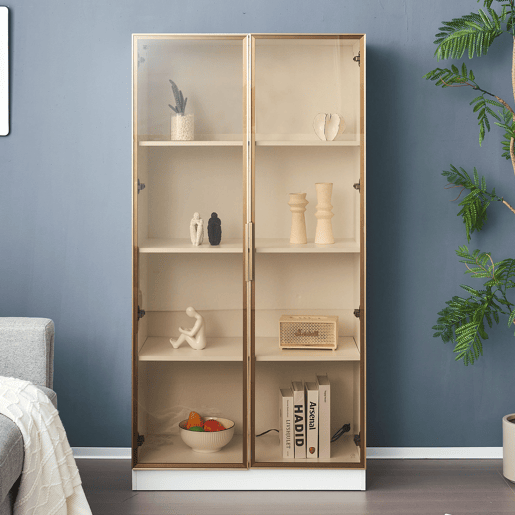 Vitrina moderna com luzes LED em 16 cores - A. 160 cm - 2 portas com prateleiras extraíveis - Transparente Vitrina moderna com luzes LED em 16 cores - A. 160 cm - 2 portas com prateleiras extraíveis - Transparente