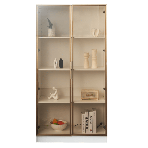Vitrina moderna com luzes LED em 16 cores - A. 160 cm - 2 portas com prateleiras extraíveis - Transparente Vitrina moderna com luzes LED em 16 cores - A. 160 cm - 2 portas com prateleiras extraíveis - Transparente