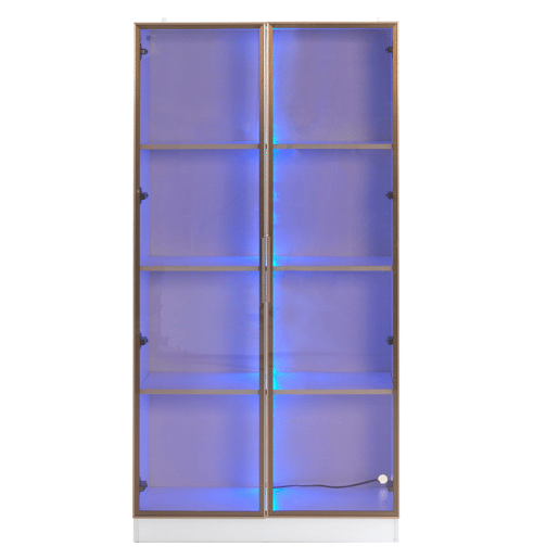 Vitrina moderna com luzes LED em 16 cores - A. 160 cm - 2 portas com prateleiras extraíveis - Transparente Vitrina moderna com luzes LED em 16 cores - A. 160 cm - 2 portas com prateleiras extraíveis - Transparente