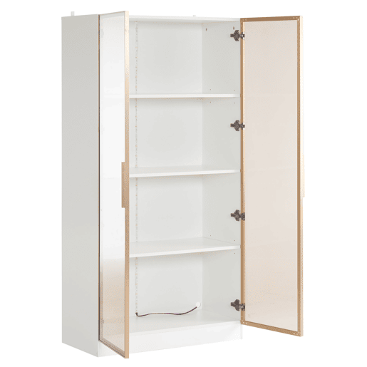 Vitrina moderna com luzes LED em 16 cores - A. 160 cm - 2 portas com prateleiras extraíveis - Transparente Vitrina moderna com luzes LED em 16 cores - A. 160 cm - 2 portas com prateleiras extraíveis - Transparente