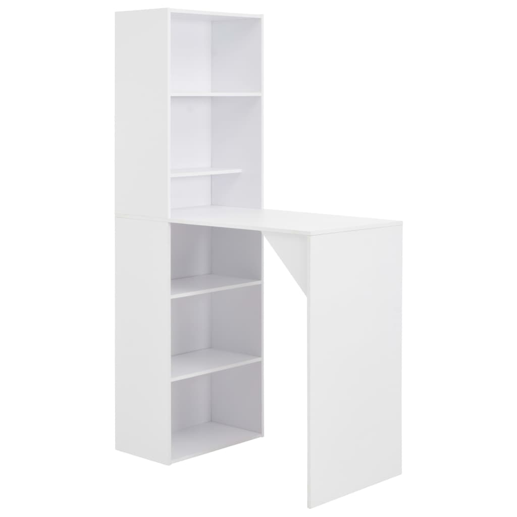 Vidaxl mesa de bar con estantería blanca 115x59x200 cm