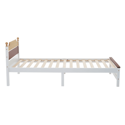 Cama de solteiro de madeira de pinho e mdf 90x200cm,branco