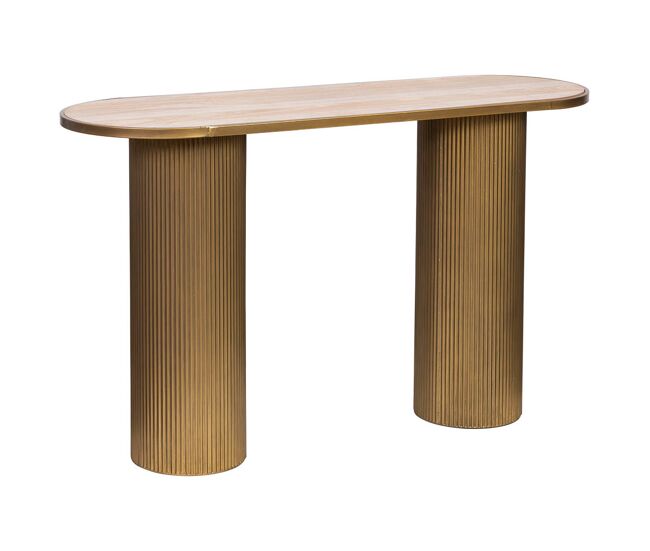 Recibidor de metal y madera 120x40x72h cm