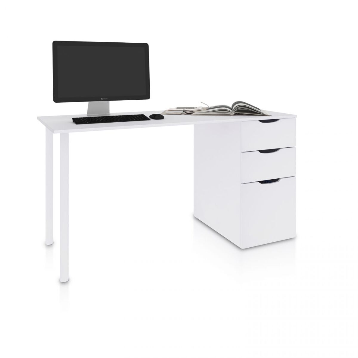 Mesa de escritorio con dos cajones y 1 puerta en blanco artik 138x60 cm luma blanco artik (blanco mate) 138 x 74 x 60 cm