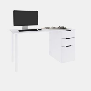 Secretária com duas gavetas e uma porta, 135 x 60 cm, Luma Artik White (Branco mate) 138 x 74 x 60 cm
