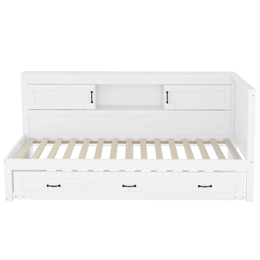 Divã 90x200cm com LED e tomadas - com cama com gavetão 90x190cm - Branco Divã 90x200cm com LED e tomadas - com cama com gavetão 90x190cm - Branco