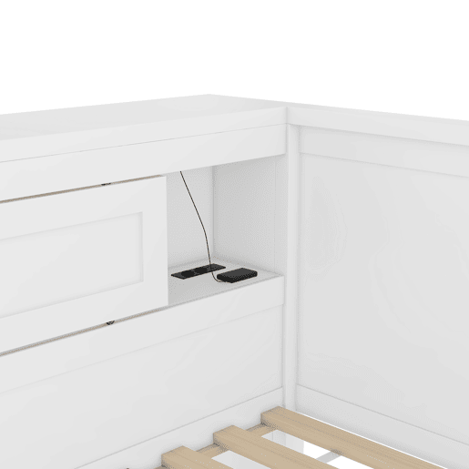 Divã 90x200cm com LED e tomadas - com cama com gavetão 90x190cm - Branco Divã 90x200cm com LED e tomadas - com cama com gavetão 90x190cm - Branco