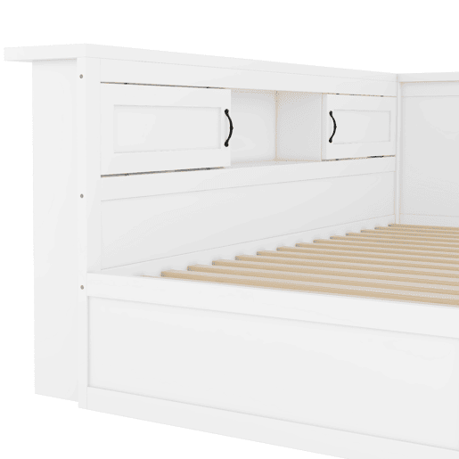 Divã 90x200cm com LED e tomadas - com cama com gavetão 90x190cm - Branco Divã 90x200cm com LED e tomadas - com cama com gavetão 90x190cm - Branco