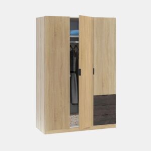Armário com 3 portas e 3 gavetas, 121 x 180 cm, Hexa Carvalho canadiano - Ferrugem 121 x 180 x 52 cm