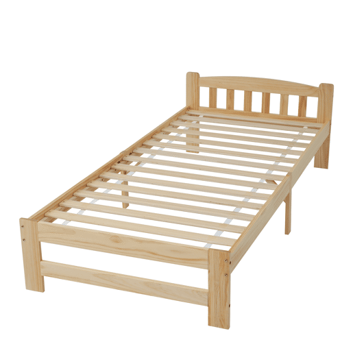 Cama de solteiro de madeira maciça 90x200cm,natural
