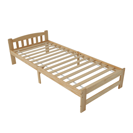 Cama de solteiro de madeira maciça 90x200cm,natural