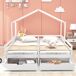 Cama cabaña infantil de madera de pino con 2 cajones Cama cabaña infantil de madera de pino con 2 cajones Blanco