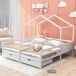 Cama cabaña infantil de madera de pino con 2 cajones Cama cabaña infantil de madera de pino con 2 cajones Blanco