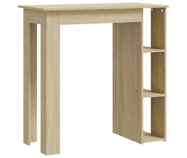 Vidaxl mesa bar con estante contrachapada roble sonoma 102x50x103,5 cm