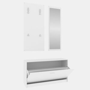 vidaXL Conjunto de sapateira 3 em 1 derivados madeira branco