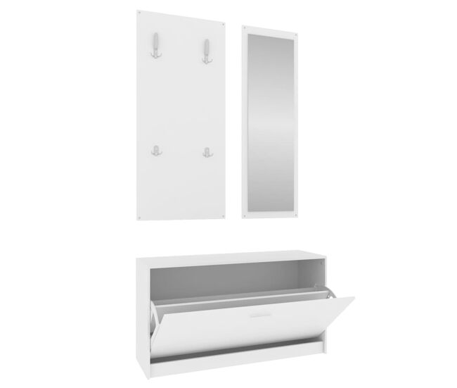 Vidaxl set de mueble zapatero 3 en 1 madera contrachapada blanco