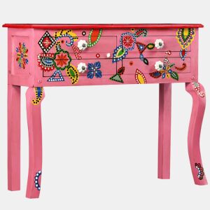 vidaXL Mesa consola madeira mangueira maciça rosa pintada à mão