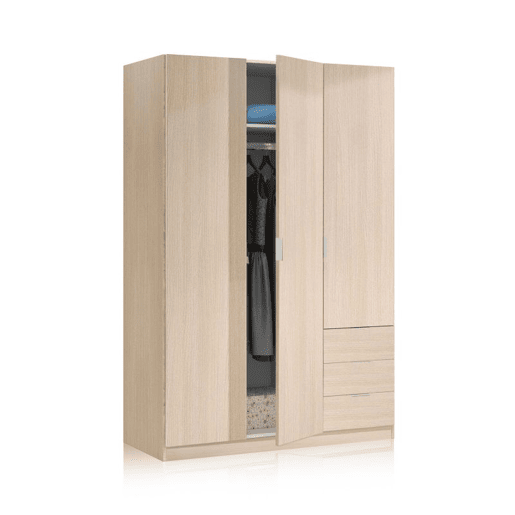 Roupeiro Hexa 3 portas 3 gavetas Carvalho 121 x 180 x 52 cm