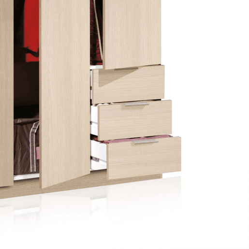 Roupeiro Hexa 3 portas 3 gavetas Carvalho 121 x 180 x 52 cm