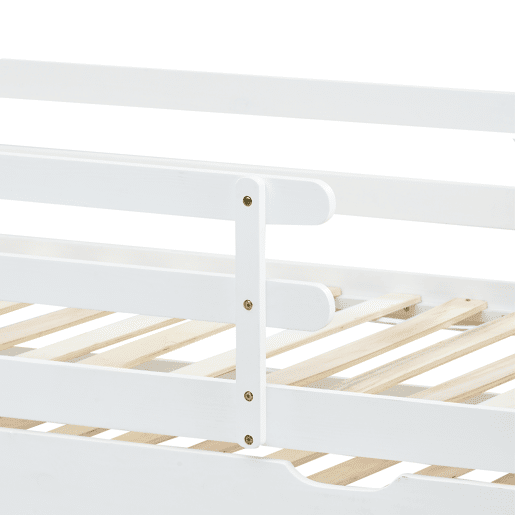 Cama com gavetão 90x200cm com estrado de ripas - cama de cabina em madeira maciça - Branco
