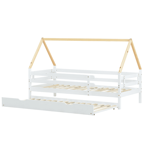 Cama com gavetão 90x200cm com estrado de ripas - cama de cabina em madeira maciça - Branco