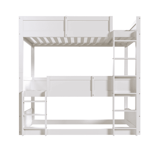 Beliche 3x90x200 cm madeira maciça - com 2 estrados - Branco