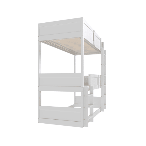 Beliche 3x90x200 cm madeira maciça - com 2 estrados - Branco