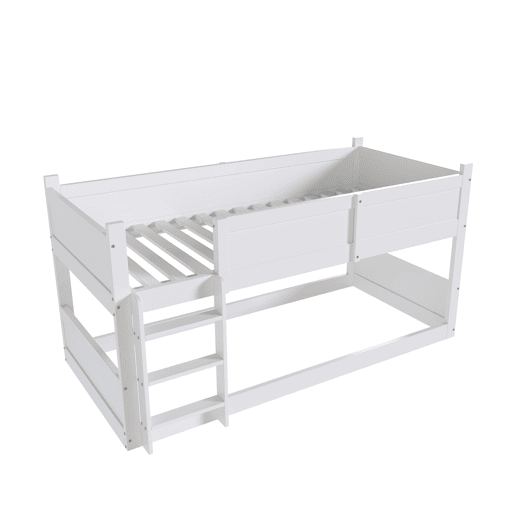 Beliche 3x90x200 cm madeira maciça - com 2 estrados - Branco