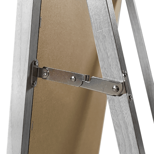 Espelho de Pé de Madeira 140x35 cm u2013 Moldura MDF Envelhecido, Estilo Nórdico, Pé Ajustável