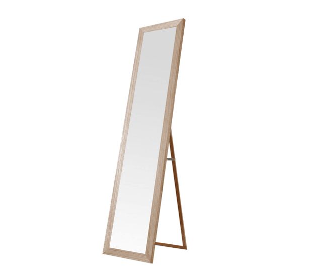 Espejo de pie de madera 157x37 cm beige – marco mdf decapado, estilo nórdico, pie regulable espejo de pie de madera 157x37 cm – marco mdf blanco