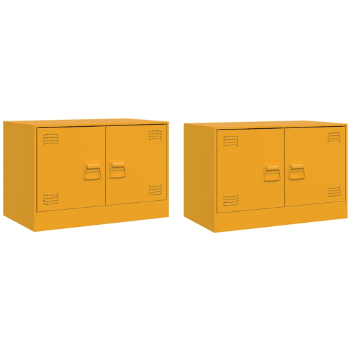 móveis de TV - Armários TV 2 pcs 67x39x44 cm aço amarelo mostarda