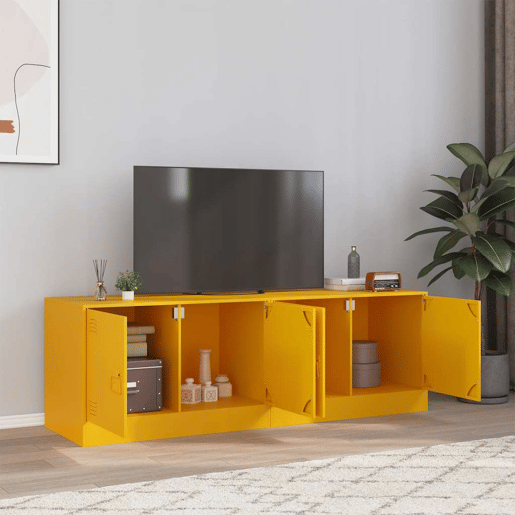 móveis de TV - Armários TV 2 pcs 67x39x44 cm aço amarelo mostarda